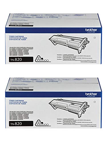 Brother Genuine TN820 2-Pack Standard Yield Black Toner Cartridge with Approximately 3,000 Page Yield/Cartridge